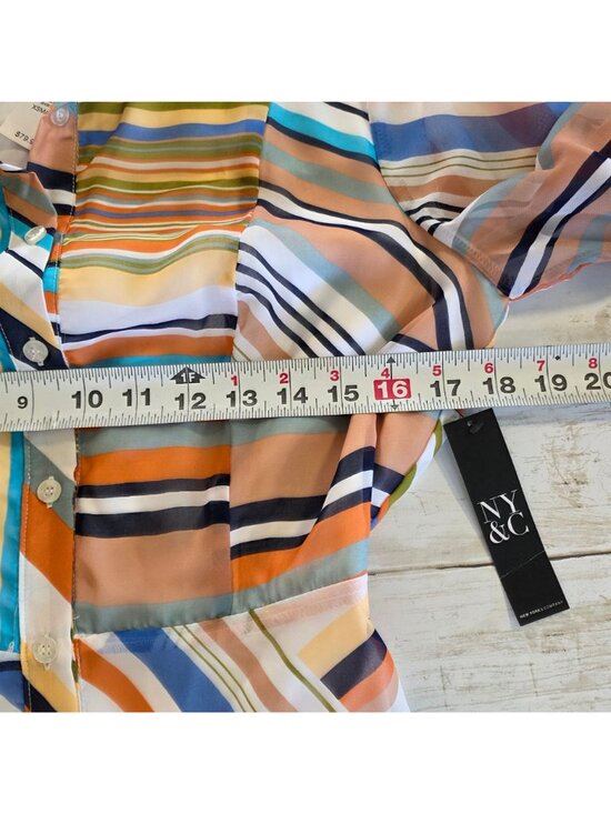 70s Mod Dopamine Dressing NWT New York & Company Multi Stripe Midi XS - Picture 6 of 10